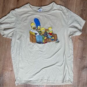 The Simpsons Embroidered Front Logo Wrap-around Character T Shirt Size XXL Cream